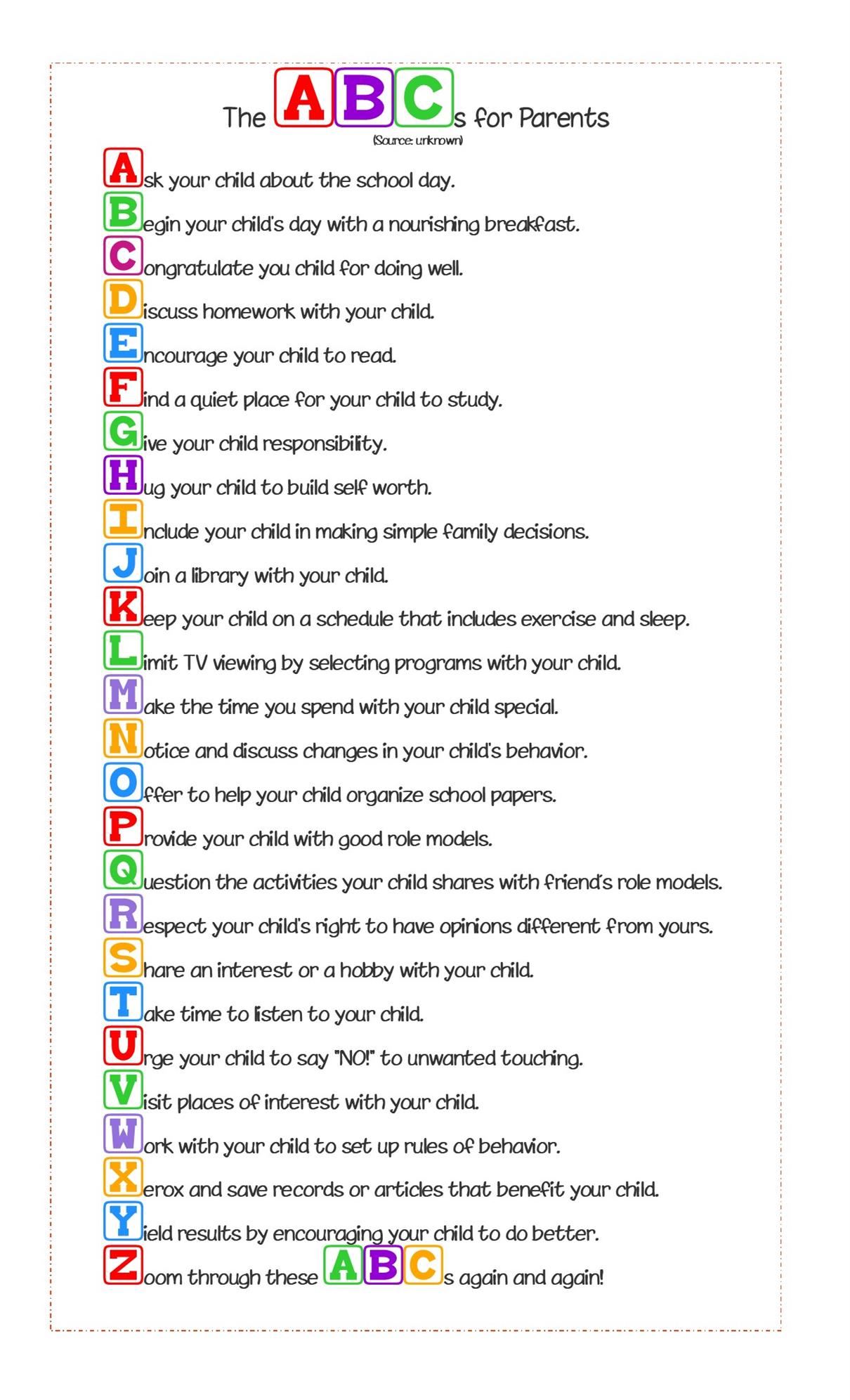The ABC's for Parents 